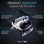 Dolphin (2025 Model) Explorer E25 Wi-Fi Robotic Pool Vacuum Cleaner Pools up to 50 FT - Waterline Scrubber Brush