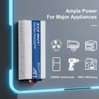 2500W Pure Sine Wave Inverter 12V to 120V AC, 5000W Peak Power, Power Converter for Solar System, Off-Grid Home, RV, Truck & Camping