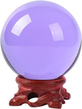 Modaier Purple Crystal Ball 80mm with Wooden Stand and Gift Box for Magic,lensball Photography,Family Decorative,Fortune Teller,Feng Shui,Witchcraft,Witchy Gifts,Witch Decor,and Halloween Decor