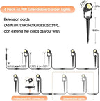Low Voltage Landscape Lights 6 Pack, 69ft Cable Spotlight Outdoor with 12V Transformer, IP65 Waterproof Plug in Spot Lights 2700K Warm White for Yard, Plant, Lawn, Tree, Flags, Garden