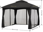 MASTERCANOPY Outdoor Patio Gazebo for Garden with Upgrade Steel Frame and Netting Walls (10x10,Gray)