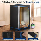 SereneLife Portable Sauna for Home, 2 Person Steam Sauna Tent with 4L Steamer, 2 Folding Sauna Chairs, Remote Control In-Home Spa, 71"x47" - inches (Black)