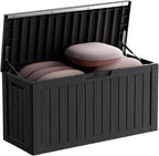 80 Gallon Waterproof Resin Deck Box, UV Resistant Outdoor Storage for Garden, Patio, Porch, Delivery, Black
