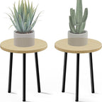 Plant Stand Indoor 2 Pack: Corner Wood 14 Inch Plant Stand Mid Century Modern Decor - Small Round Plant Table for Indoor Plants - Outdoor Plant Holder for Patio Living Room Bathroom Office (Burlywood)