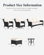 LayinSun 9 Piece Wicker Outdoor Furniture Set with 6-inch Comfy Cushions, High Back Patio Furniture Set with Swivel Rocking Chairs and Side Table