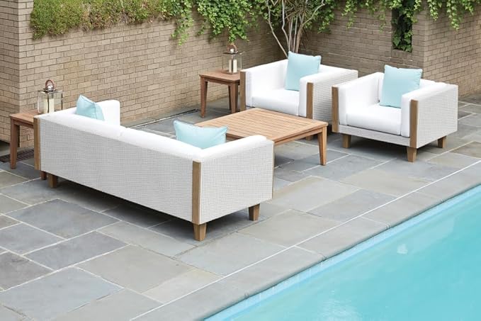 RSH DECOR: Sunbrella Square Throw Pillows Set of 2 | 24" x 24" | Water and Fade-Resistant Performance Fabric | Outdoor Pillow Covers with Down-Alternative Inserts | Canvas Spa