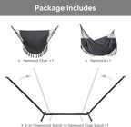 SUNCREAT 2-in-1 Hammocks Convertible Portable Double Hammock with Stand Included, Outdoor Hammock and Stand, Patent Pending, Dark Grey with Tassel