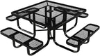 COATEDOUTDOORFURNITURE Heavy-Duty Portable Outdoor Kids Table with Umbrella Hole, Expanded Metal Kids Picnic Table, Commercial-Grade, Made in America (46 in, Square, Childrens, Textured Black)
