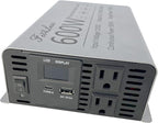 Pure sine Wave Inverter DC 12V Input and AC 110V Output with LCD Display, USB Output Port, Type-C Output Port(600W)