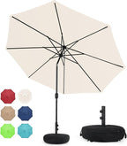 Sundale Outdoor 10 ft Patio Umbrella with Sand Bag Umbrella Base Included, Outdoor Umbrella with Tilt and Crank, Beige