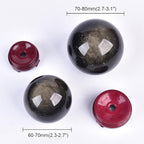 JIC Gem Golden Obsidian Crystal Sphere Large Healing Crystal Ball with Stand Ornament Meditation Witchcraft Decor 2.3-2.7 inch(60-70mm)