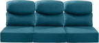 Luxury 24x24x6 Inch Smile Outdoor Sofa Cushions Set of 3 - Comfy Deep Seat Patio Furniture Pillows for Wicker Rocker Dining Chair Loveseat 3-Seater L-Shape Sectional Sofa - Peacock Blue