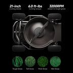 Remote Control Lawn Mower S1 2WD 56V12Ah, Multi-Functions RC Lawn Mower with 1.8-4.6 Inch Cutting Height 21 Inch Real Blade for Mowing 0.75 Acres