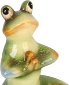 Topadorn Ceramic Yoga Frog Statue, Frog Sitting Sculptures for Office, Garden Decorative Ornaments