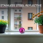 ibasenice Stainless Steel Mirror Reflective Gazing Ball 12 Inch Garden Decor - Purple Decorative Sphere for Outdoor Use 2Pcs Set