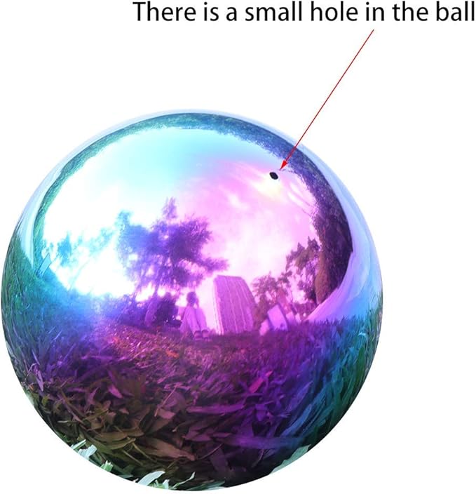 Kesywale Rainbow Gazing Globe Mirror Ball, Home Shiny Stainless Steel Gazing Balls for Gardens Yard Ponds, Pack of 2 (4.7 Inch)