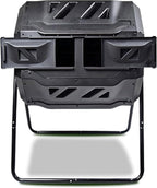 Dual Chamber Tumbling Composter 42 Gal (160L) Black Rotating Outdoor Compost Bin, Double Chamber Rotary Composter, Recycled Plastic with Steel Frame for Backyard and Vegetable Garden