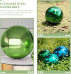 VANZACK Stainless Steel Gazing Ball Gazing Globe Mirror Ball Mirror Polished Hollow Ball Reflective Garden Sphere Polished Ornament Sphere for Garden Home Ornament Green