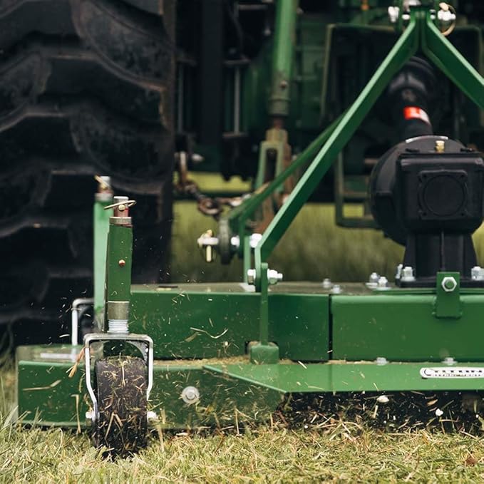 Titan Attachments 3 Point PTO Finish Mower, 60" Cutting Width, Category 1 Hitch, Rear Discharge, Requires 25-40 HP Tractor, Low-Noise Cast Iron Gearbox, Green Finish