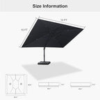 PURPLE LEAF 10' × 13' Patio Cantilever Umbrella with Base Outdoor Rectangle Adjustable Offset Umbrellas with 360-degree Rotation and 8 Heavy Duty Metal Ribs for Garden Deck Pool Grey