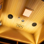 Low EMF Far Infrared Sauna for 1 Person, Canadian Hemlock Wood Sauna Room with Tempered Glass Door, WiFi Control, 110V, 7 Infrared Heaters, 1850W, Reading & 7-Color Starry Light, Oxygen Bar, Speaker