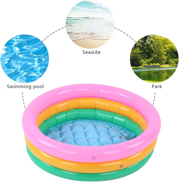 Children Swimming Pool, Round Shape Bright Color Baby Basin Pool, Inflatable Swimming Pool for Indoor (S)