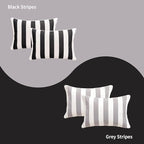 Decorative Patio Throw Pillows Pack of 2 Water Resistant Pillow Set of 2(18" x 12") Double Printed Rectangle Pillow for Outdoor Sofa&Chair,Light Blue Stripes