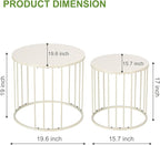 SUNNYPARK Outdoor Side Table Set of 2, Metal Circle Accent End Tables for Balcony Backyard Garden Indoor Living Room, Durable Black Nesting Coffee Tables, 20”+16” Dia