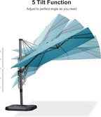 PURPLE LEAF 9' X 12' Left-right Tilt Patio Umbrella Outdoor Cantilever Swivel Rectangle Umbrella Aluminum Offset Umbrella with 360-degree Rotation for Garden Deck Pool Patio Turquoise Blue