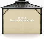 Gazebo Universal Replacement Privacy Curtain – Hugline Gazebo Side Wall Outdoor Privacy Panel with Zipper (Beige, 10x12)