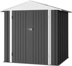 Furniwell Outdoor Storage Shed, Metal Garden Sheds Outdoor Storage House with Single Lockable Door for Backyard Patio Lawn (Gray, 6 x 4 FT)