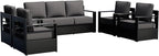 Outdoor Patio Furniture Set, 5-Piece Aluminum Patio Conversation Set All-Weather Metal Outdoor Sectional with 6 Inch Thick Cushions, Deep Setting for Garden, Outside and Porch