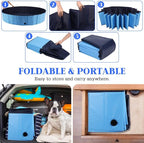 Foldable Dog Pool, Portable Pet Bath Tub and Kiddie Swimming Pool, Collapsible Bathtub for Puppies, Small, Medium and Large Dogs, Cats and Kids, 71 x 12 in, Blue