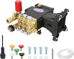 Pressure Washer Pump Max 4400 PSI 4 GPM, 1" Shaft Horizontal Gas Power Washer Pump Replacement, Direct Drive Triplex Plunger Replacement Pump with Pressure Adjustment Unloader