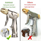 FANHAO Upgraded Garden Hose Nozzle Sprayer, 100% Heavy Duty Metal Handheld Water Nozzle High Pressure in 4 Spraying Modes for Watering Plants and Lawn, Car Washing, Patio and Pet