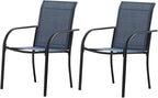 Outdoor Dining Chairs Set of 2, Stackable Patio Chairs with Textilene Fabric, Lightweight Garden Chairs for Poolside, Backyard, Camping, Dark Blue