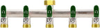 5 Way Garden Hose Splitter, Heavy Duty Brass Nickel Plated Rust Resistant Faucet Manifold, 3/4" Frost Resistant Outdoor Hose Adapter Connector，Hose Spigot Adapter with 5 large Green handles