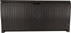 Suncast 99 Gallon Deck Garden Garage Home Wicker Resin Pool Box, Mocha (3 Pack)