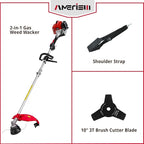 25.4cc Weed Wacker Gas, 3-in-1 String Trimmer/Edger 16-Inch, 10-Inch Brush Cutter for Garden Edging & Lawn Care（AM4532）
