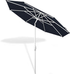 Midtown Umbrellas The Swilt 10 Feet Patio Umbrella in Sunbrella Canvas Navy Acrylic Fabric - Fiberglass Ribs, Auto-Tilt Aluminum Frame For Backyard, Deck, Garden, Pool - White Pole