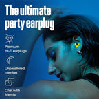 Alpine Tune Earplugs, Concert Ear Plugs for Noise Reduction, High Fidelity Music Quality, 19dB Hearing Protection with Crystal Clear Sound, Incl. 4 Sizes, For Parties, Raves, Festivals & Clubs, Yellow