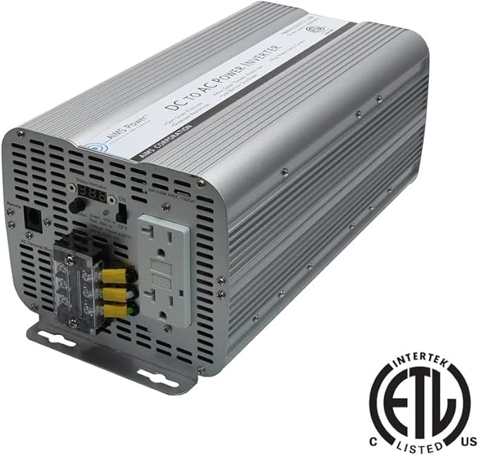 AIMS Power 3000 Watt / 6000 Watt Peak Modified Sine Power Inverter 12 Volt DC to 120 Volt AC ETL Listed with Remote