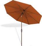 Midtown Umbrellas Sunbrella Umbrella Outdoor Patio Umbrella 2-8 Feet in Terracotta Acrylic Fabric - Auto-Tilt Aluminum Frame For Backyard Umbrella, Deck Umbrella & Porch Umbrella - Wooden Pole