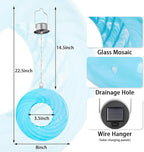 Bird Feeder Fly Through Bird Feeders for Outside Hanging with Round Shape Glass Container Solar Wild Birds Feeder for Garden Decor, 8-Inch (Cyan)