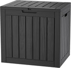 30GAL Black Outdoor Deck Box with Lock Hole - Waterproof, UV - Protected (SGS 1000plus), Ideal for Storing Patio Cushions and Garden Tools, Easy Assembly