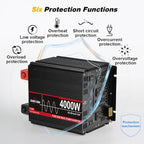 4000 Watt Pure Sine Wave Power Inverter with LCD 12V DC to 110V/120V AC Peak Power 8000W Car Power Inverter with 4 AC Outlets & 1 USB Port & Remote Control for Truck RV Car Solar System