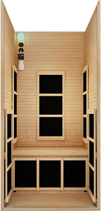 JNH Lifestyles Joyous 1- to 2-Person Low EMF FAR Infrared Sauna with Red Light Therapy & Bluetooth Speakers | Personal Indoor Dry Heat Sauna for Home & Gym – Made from Canadian Hemlock