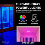 SteamSpa 1-2 Person Low EMF Carbon FAR Infrared Hemlock Wood and Tempered Glass Indoor Home Sauna Room with LED Touch Control Panel, Color LED Therapy Light, Bluetooth Speaker