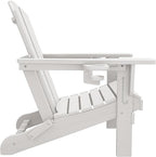 SERWALL Adirondack Chair with Cup Holders - Composite Adirondack Chairs HDPE Outdoor Chairs All Weather Use- White