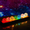7 Colors 40mm Ice Cracked Balls Crystal Chakra Balls with LED Wooden Base Glass Healing Sphere Balls with Stand Night Light Decoration Quartz for Home Living Room